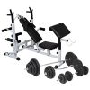 vidaXL Weight Bench with Weight Rack; Barbell and Dumbbell Set 264.6 lb