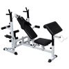 vidaXL Weight Bench with Weight Rack; Barbell and Dumbbell Set 264.6 lb