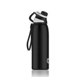 Healter 20oz Leakproof Free Drinking Water Bottle with Spout Lid for;  600ml Stainless Steel Sports Water Bottle for Fitness;  Gym and Outdoor Sports (Color: Black, size: 20oz)